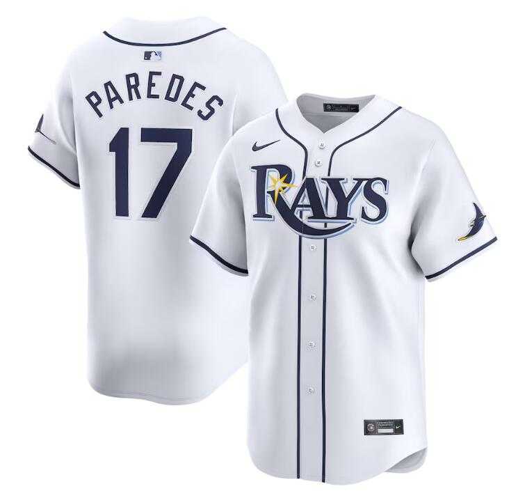 Men%27s Tampa Bay Rays #17 Isaac Paredes White Home Limited Stitched Baseball Jersey Dzhi